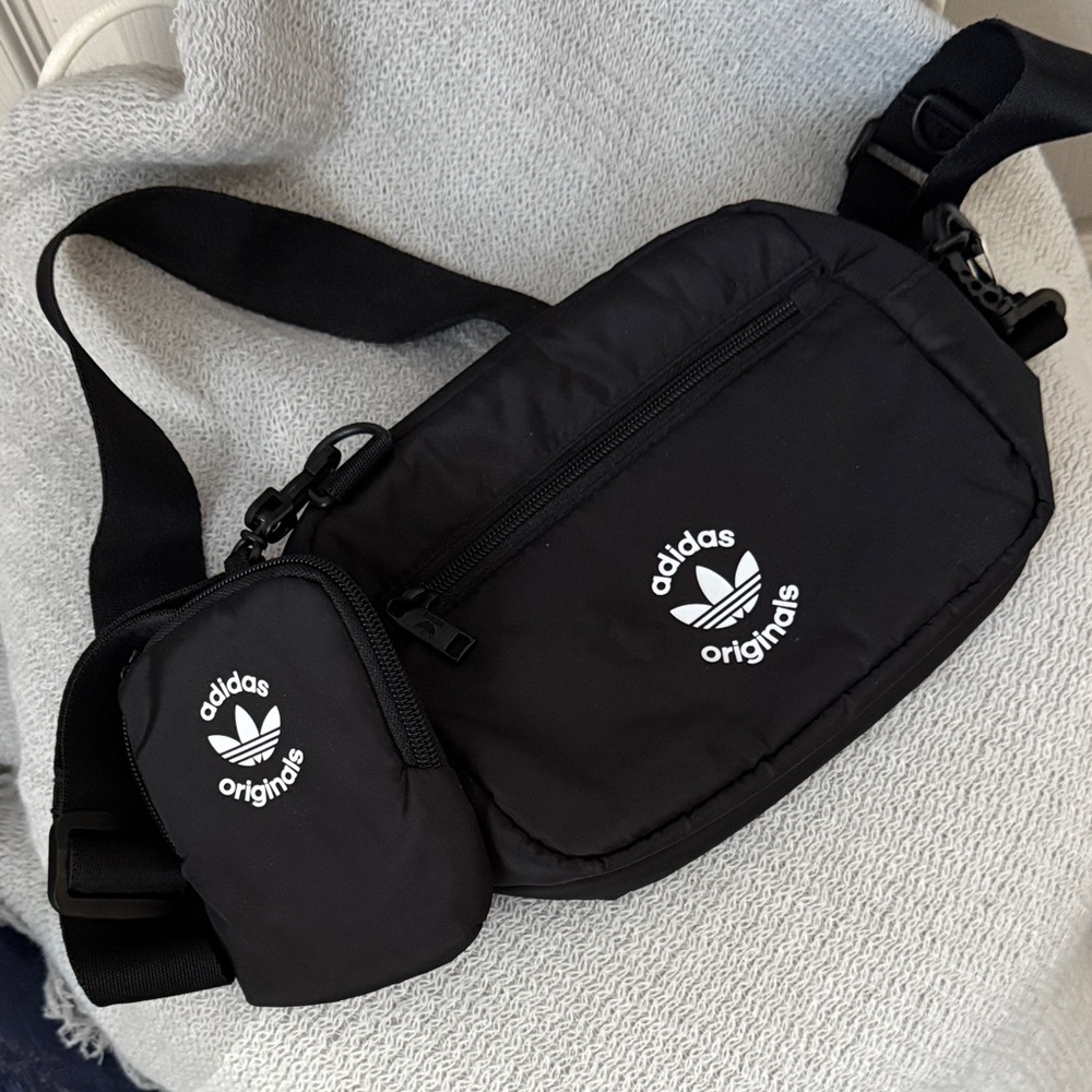 Adidas Black Unisex Puffer and Pouch Crossbody